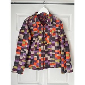 Reversible Patchwork Multicolor quilted full-zip coat